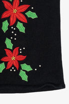 Vintage Black Crystal Kobe Poinsettias Ugly Christmas Vest (1990s)