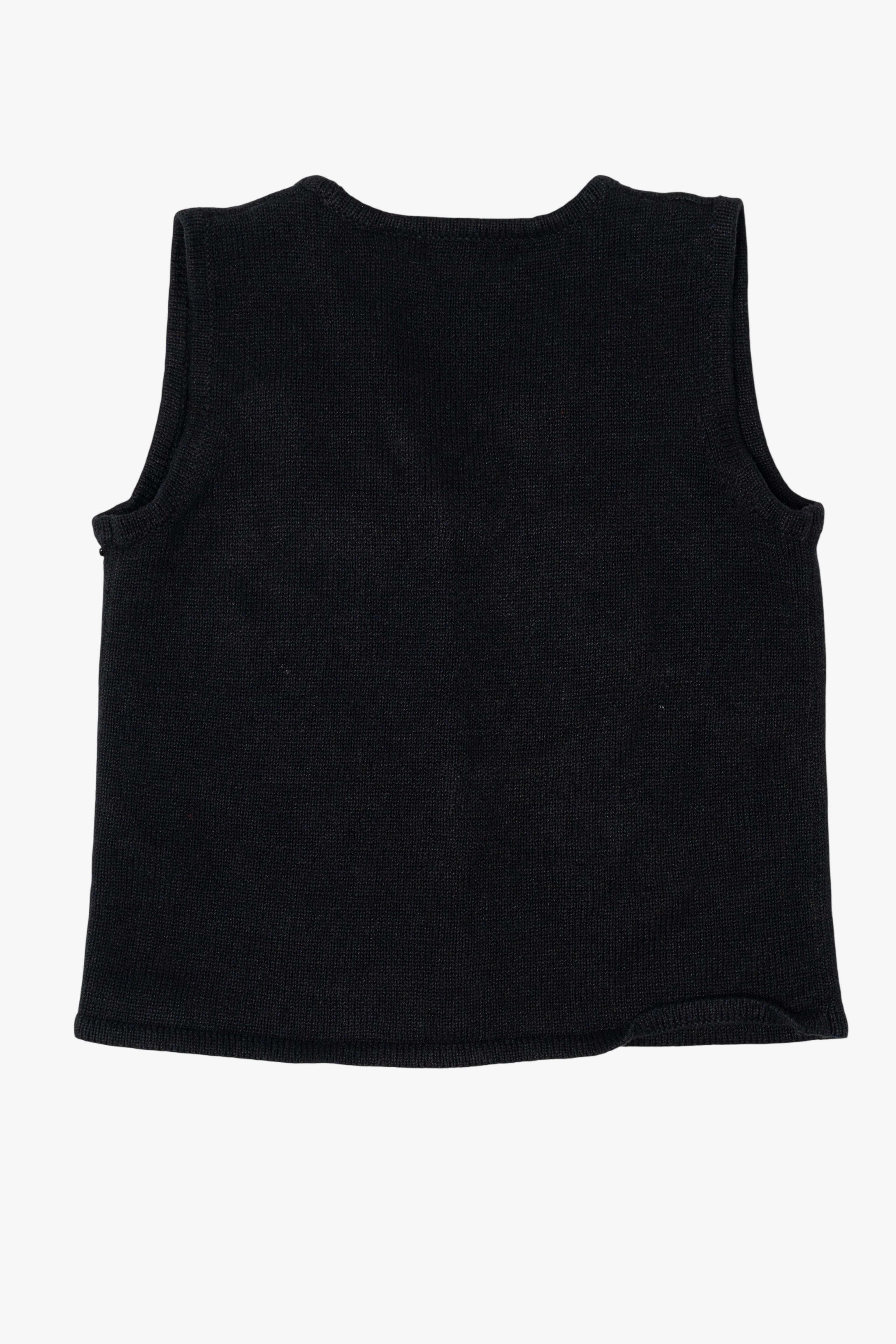 Vintage Black Crystal Kobe Poinsettias Ugly Christmas Vest (1990s)