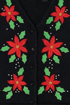 Vintage Black Crystal Kobe Poinsettias Ugly Christmas Vest (1990s)