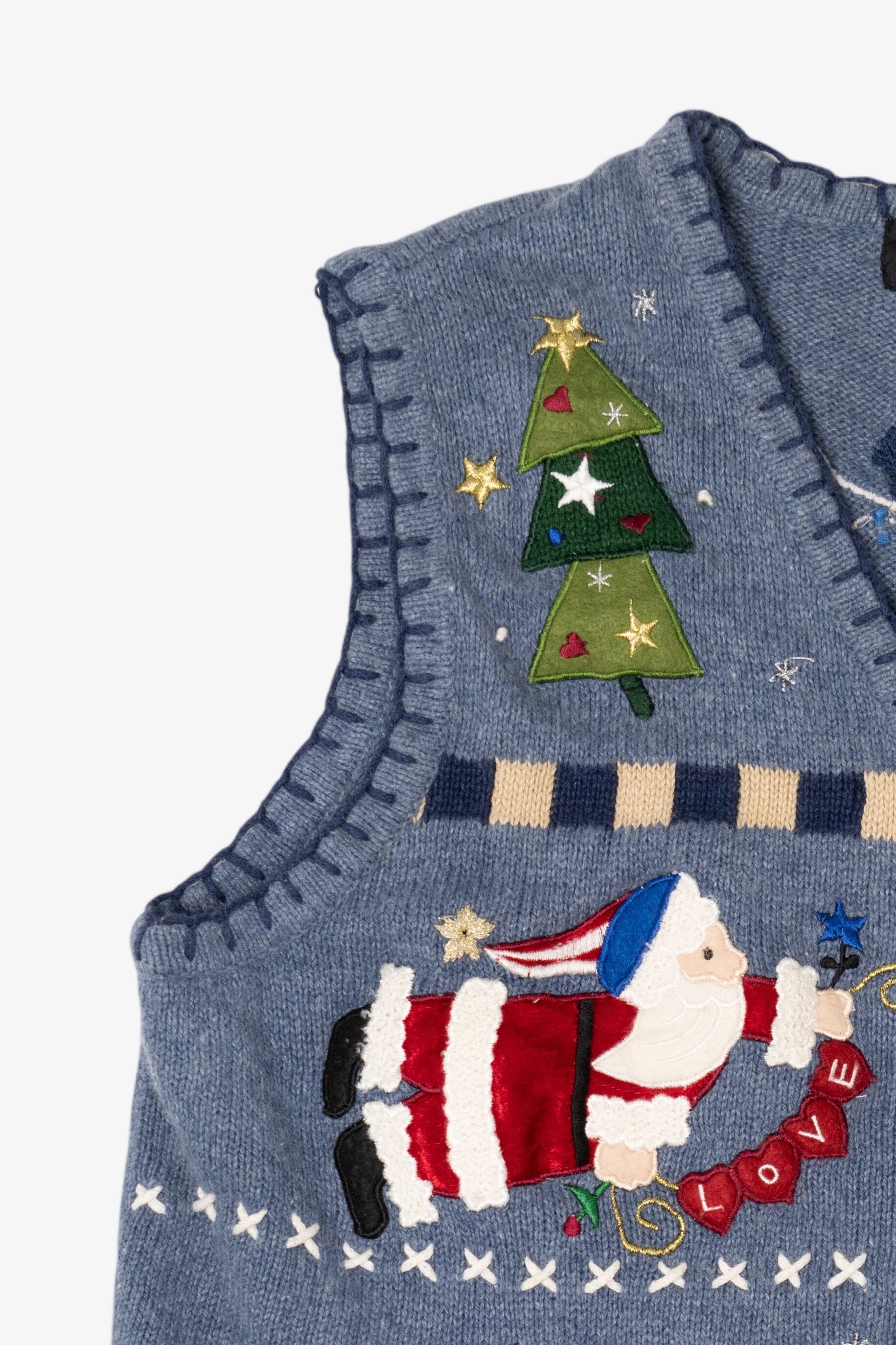 Vintage Blue Segue "I Heart America" Ugly Christmas Vest (1990s)