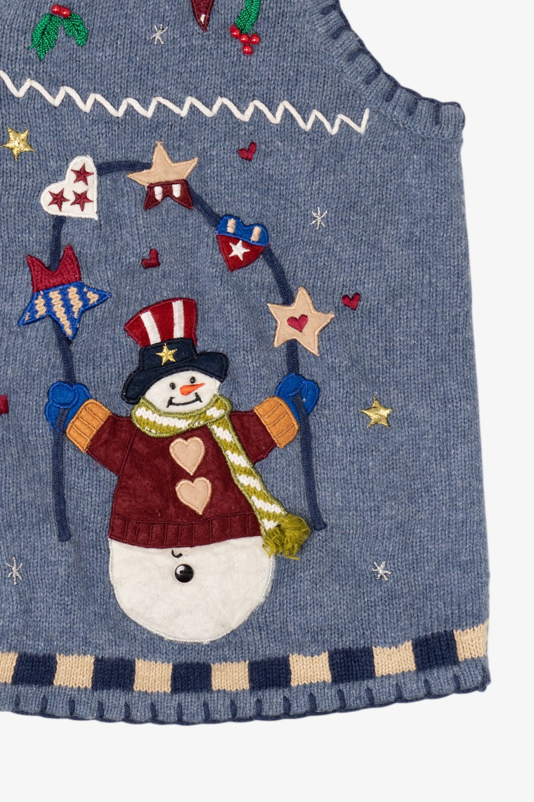 Vintage Blue Segue "I Heart America" Ugly Christmas Vest (1990s)
