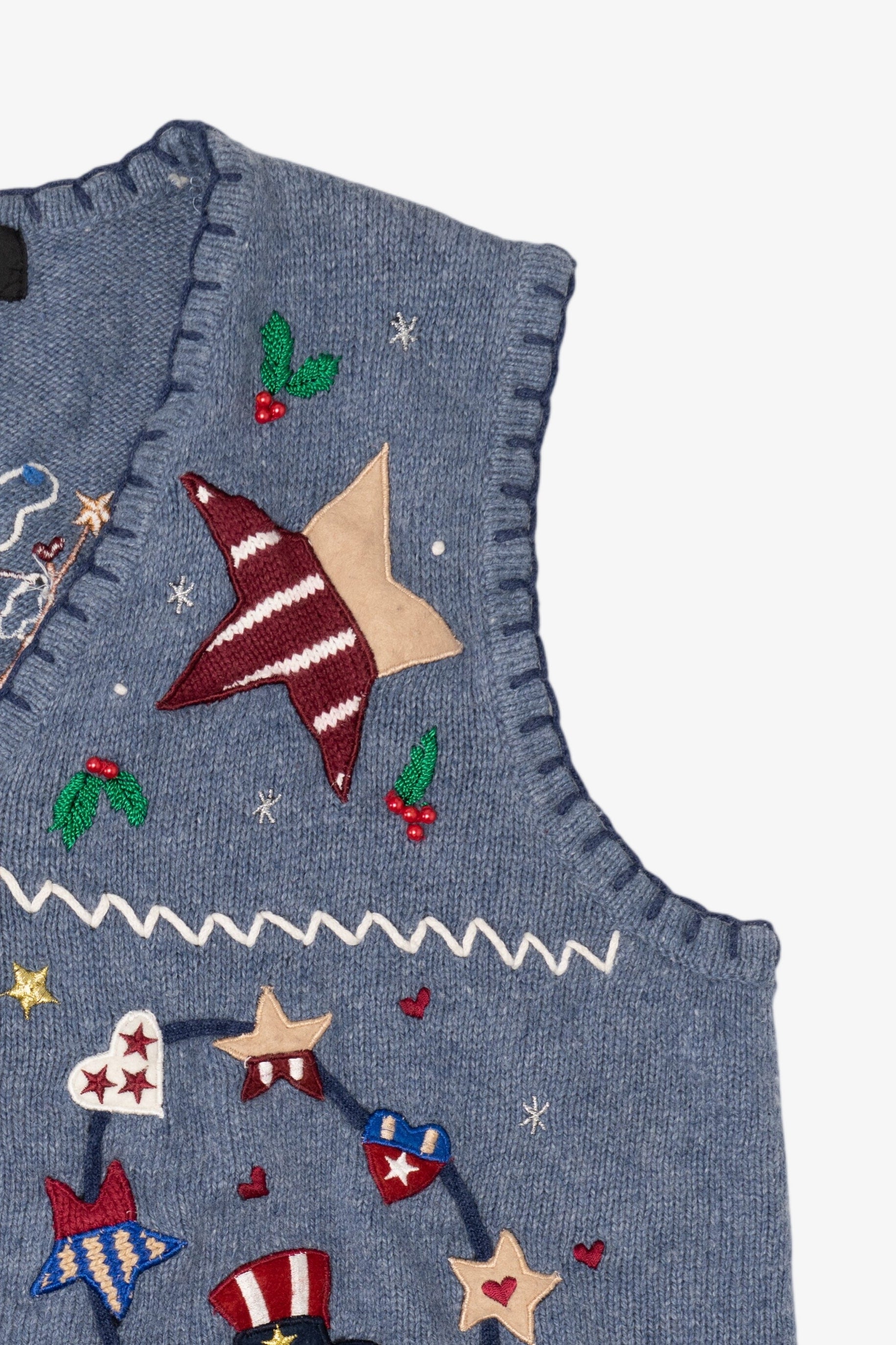 Vintage Blue Segue "I Heart America" Ugly Christmas Vest (1990s)