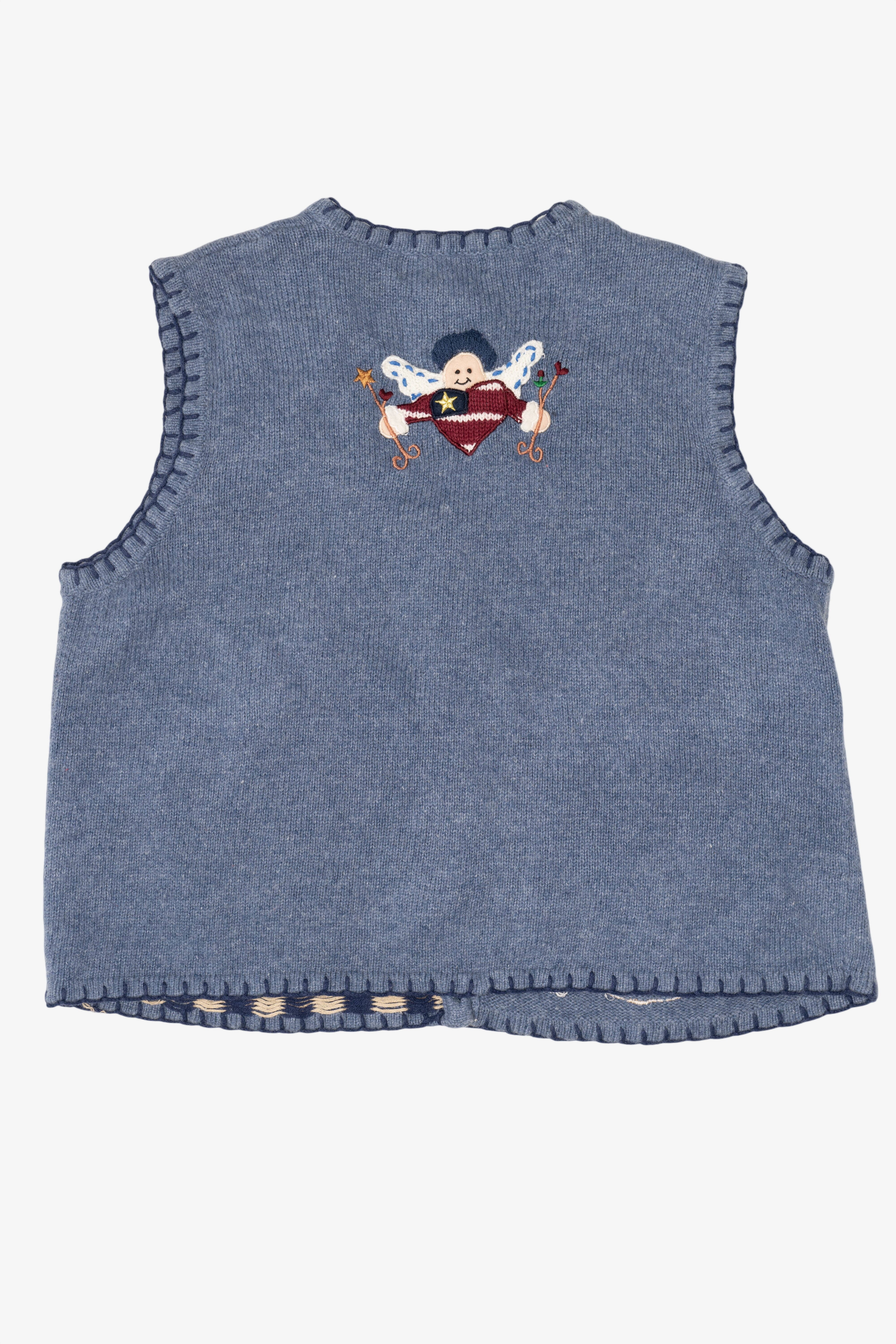 Vintage Blue Segue "I Heart America" Ugly Christmas Vest (1990s)