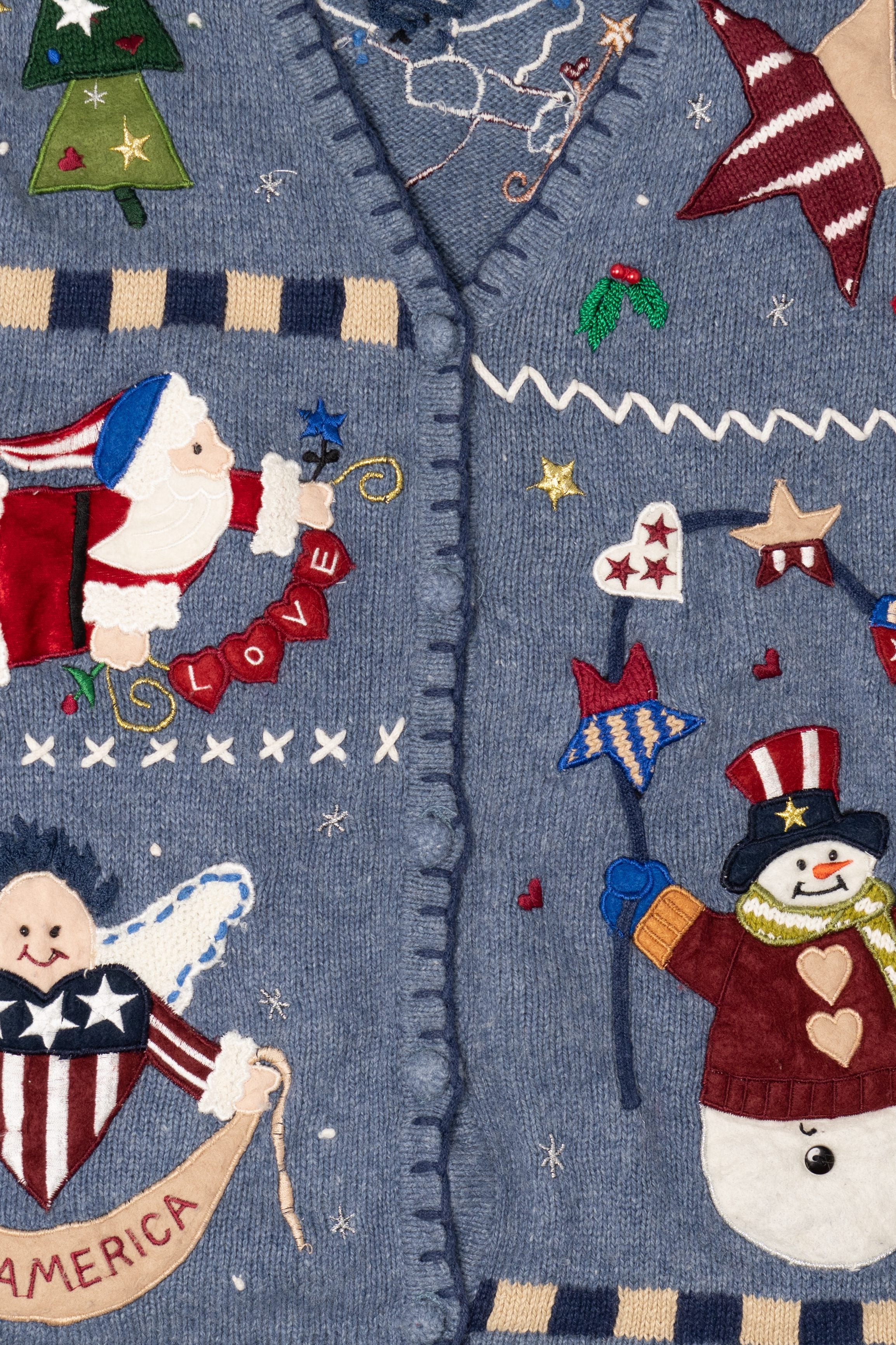 Vintage Blue Segue "I Heart America" Ugly Christmas Vest (1990s)
