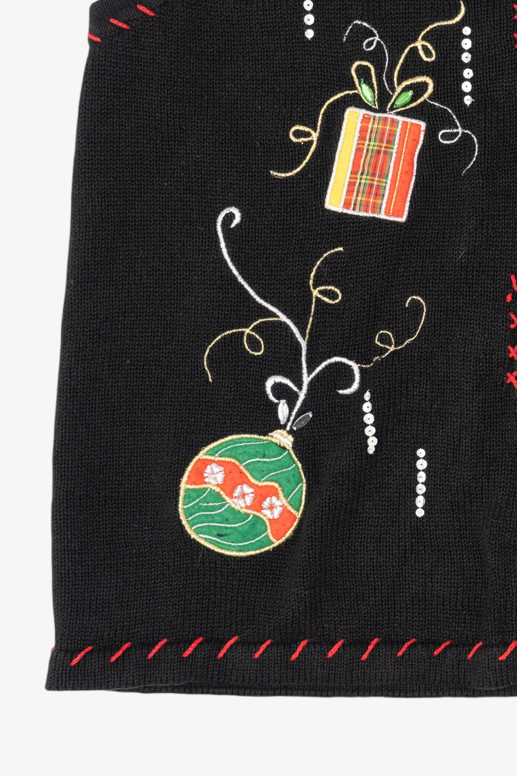 Vintage Black Holiday Editions Ornaments Ugly Christmas Vest (1990s)