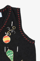 Vintage Black Holiday Editions Ornaments Ugly Christmas Vest (1990s)