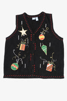 Vintage Black Holiday Editions Ornaments Ugly Christmas Vest (1990s)