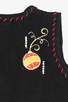 Vintage Black Holiday Editions Ornaments Ugly Christmas Vest (1990s)