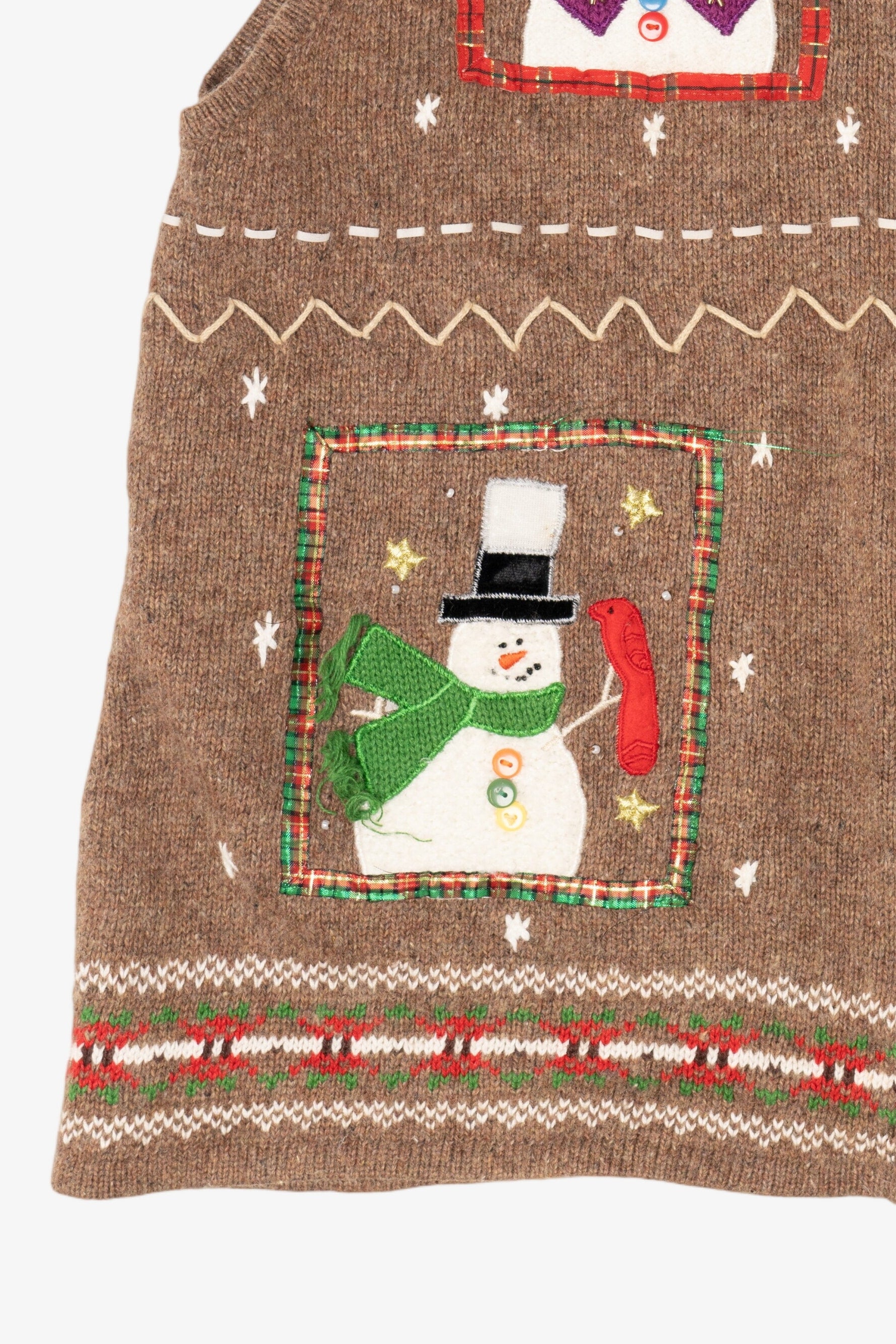 Vintage Beige Hampshire Studio Snowmen Ugly Christmas Vest (1990s)