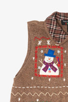 Vintage Beige Hampshire Studio Snowmen Ugly Christmas Vest (1990s)
