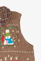 Vintage Beige Hampshire Studio Snowmen Ugly Christmas Vest (1990s)
