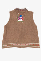 Vintage Beige Hampshire Studio Snowmen Ugly Christmas Vest (1990s)