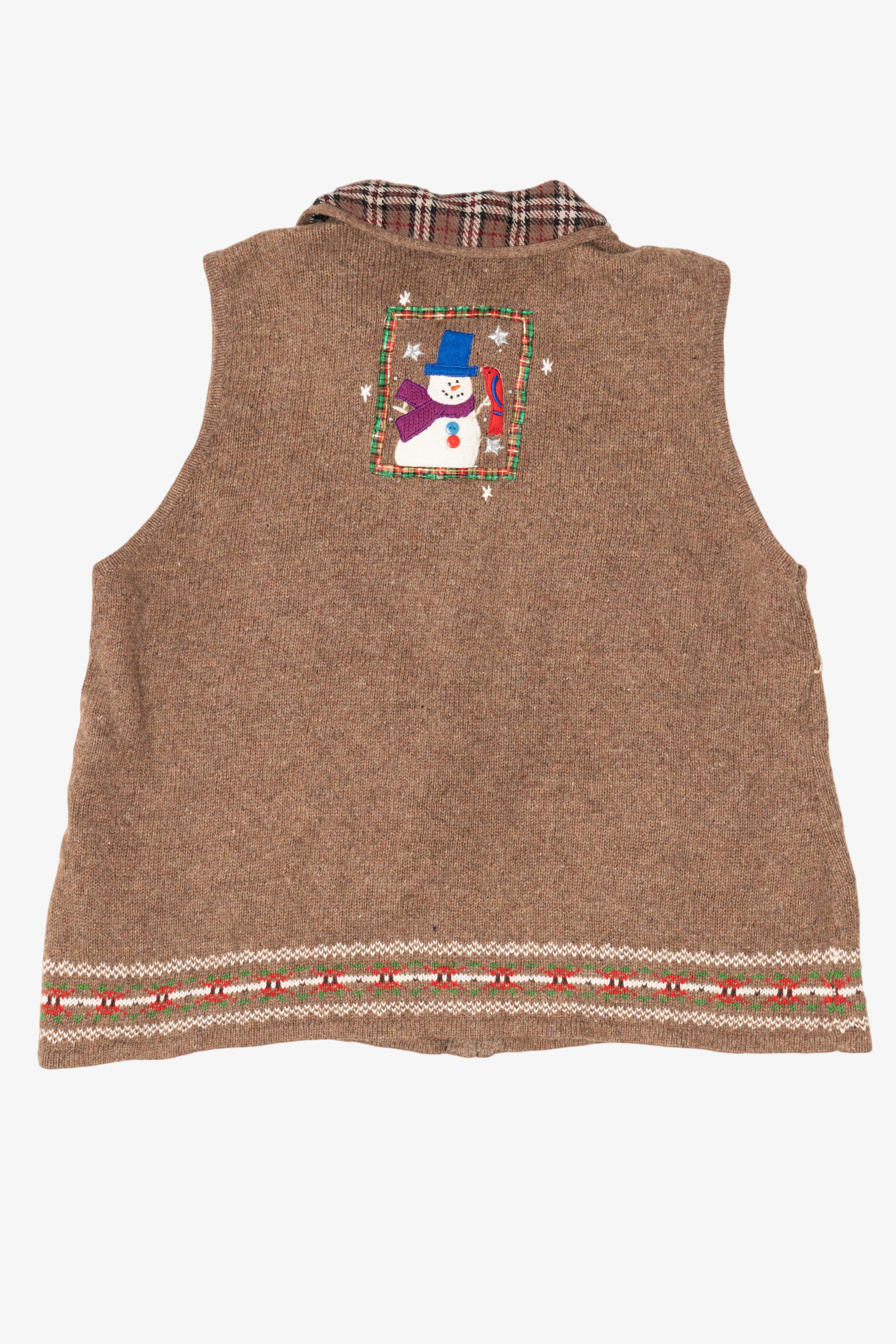 Vintage Beige Hampshire Studio Snowmen Ugly Christmas Vest (1990s)
