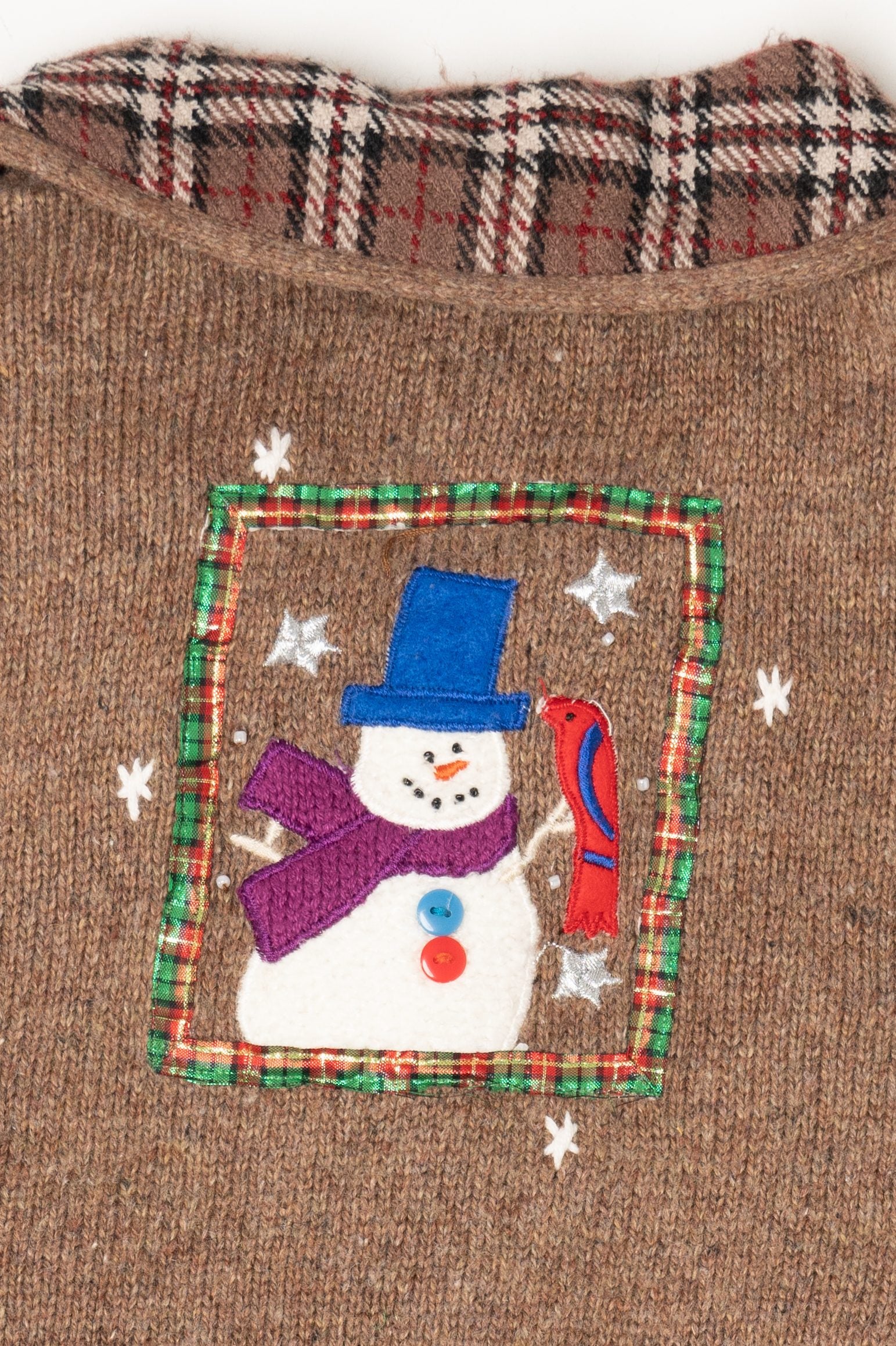 Vintage Beige Hampshire Studio Snowmen Ugly Christmas Vest (1990s)
