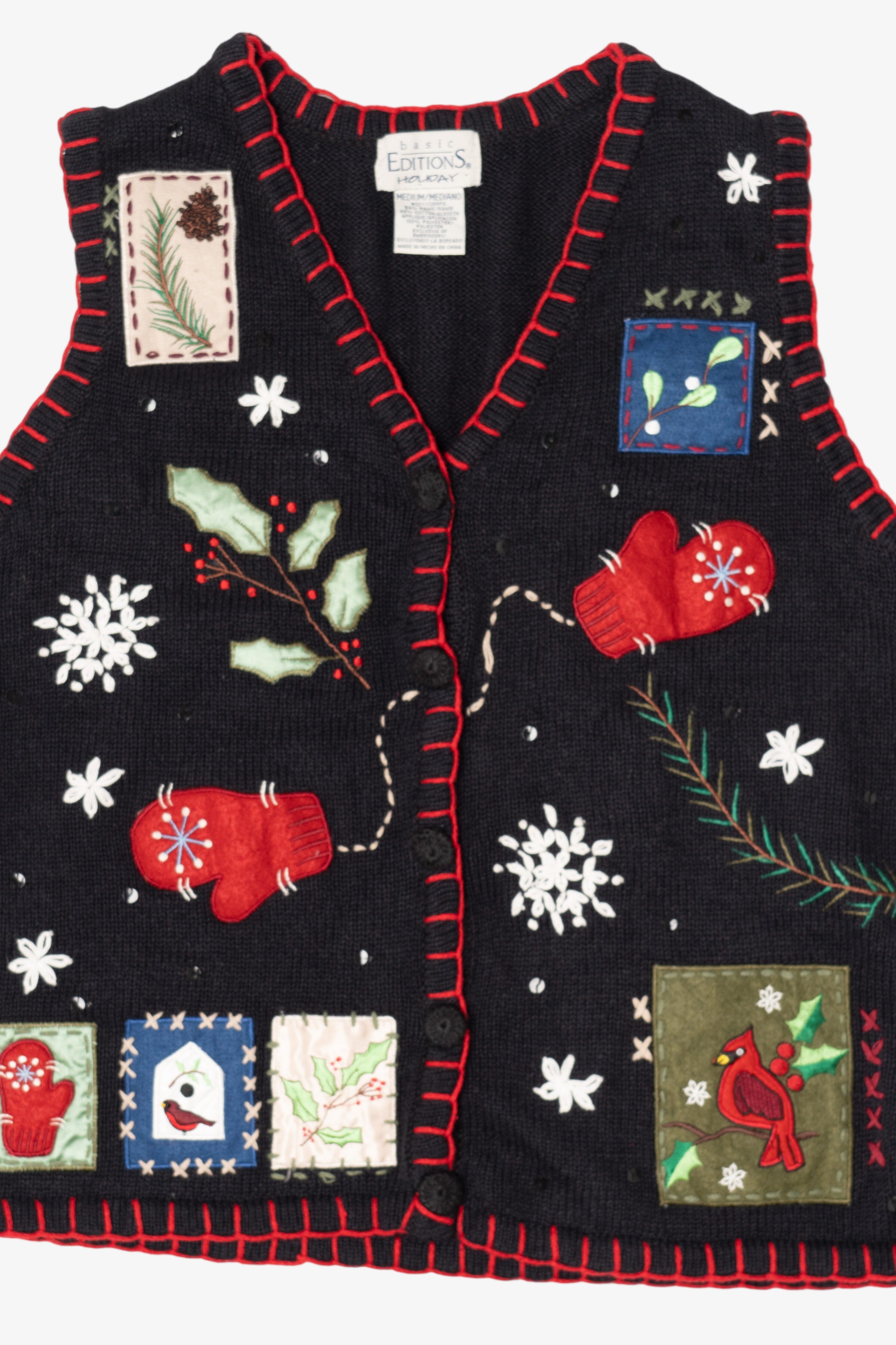Vintage Black Basic Editions Ugly Christmas Vest (1990s)