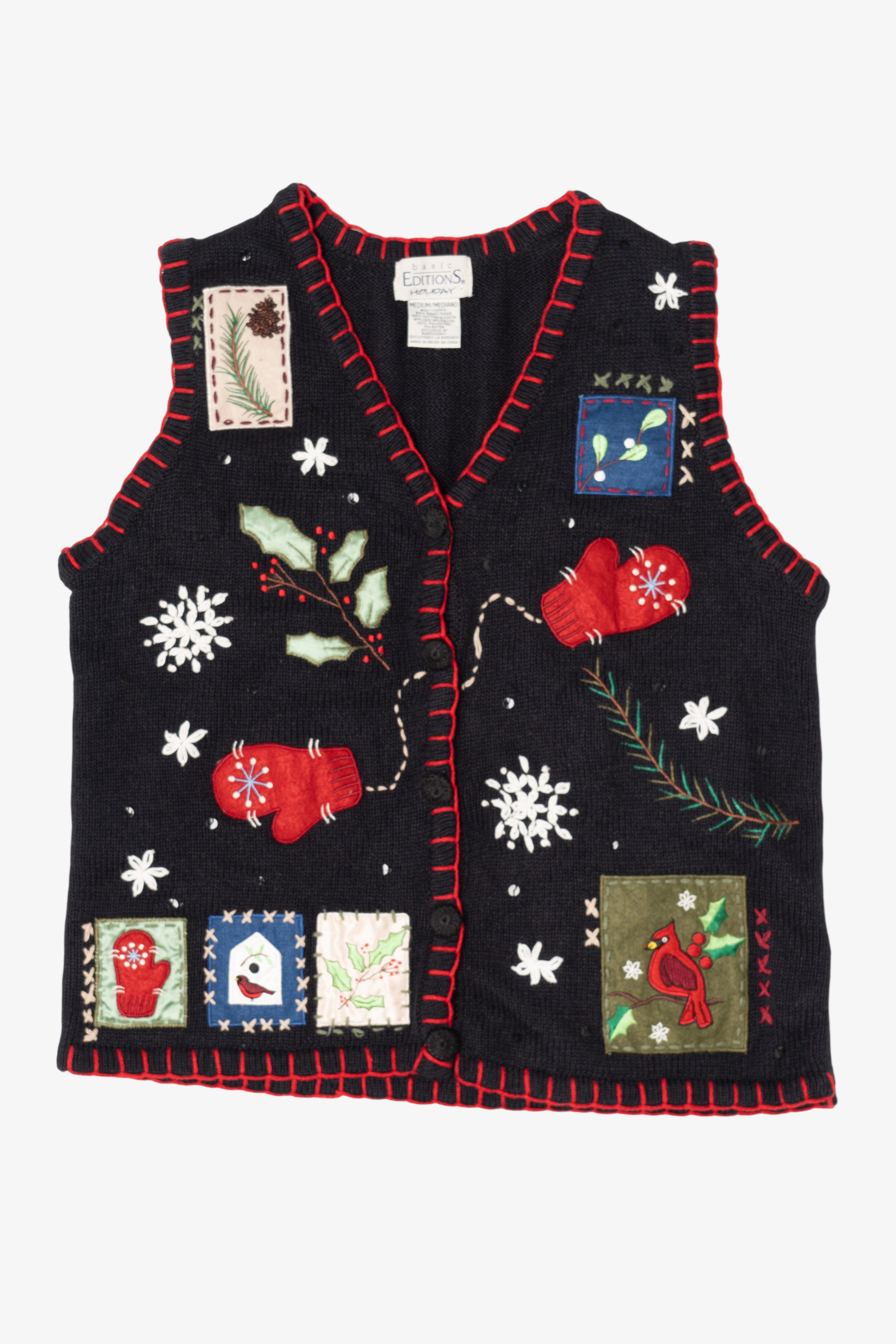 Vintage Black Basic Editions Ugly Christmas Vest (1990s)