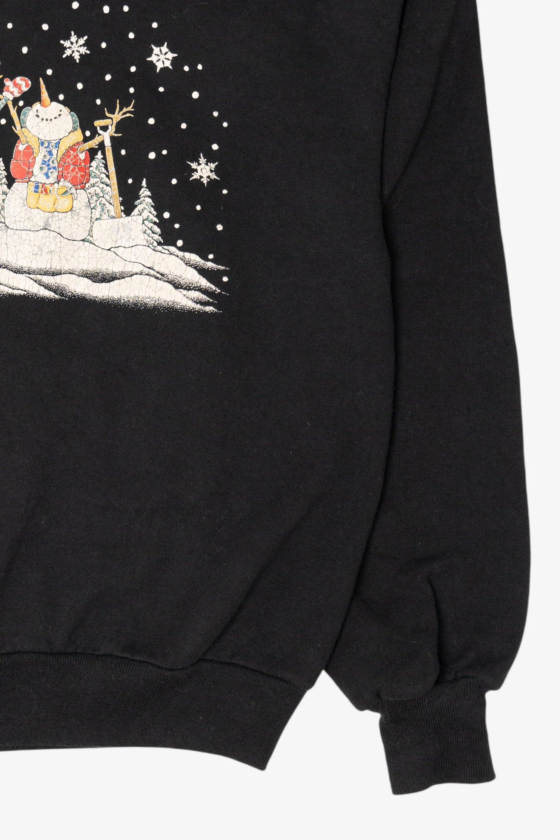 Vintage Black Morning Sun Snowmen Ugly Christmas Sweatshirt (1990s)
