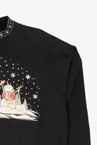 Vintage Black Morning Sun Snowmen Ugly Christmas Sweatshirt (1990s)