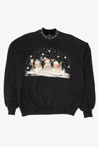 Vintage Black Morning Sun Snowmen Ugly Christmas Sweatshirt (1990s)