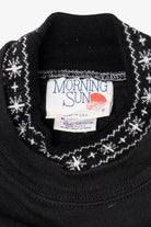 Vintage Black Morning Sun Snowmen Ugly Christmas Sweatshirt (1990s)