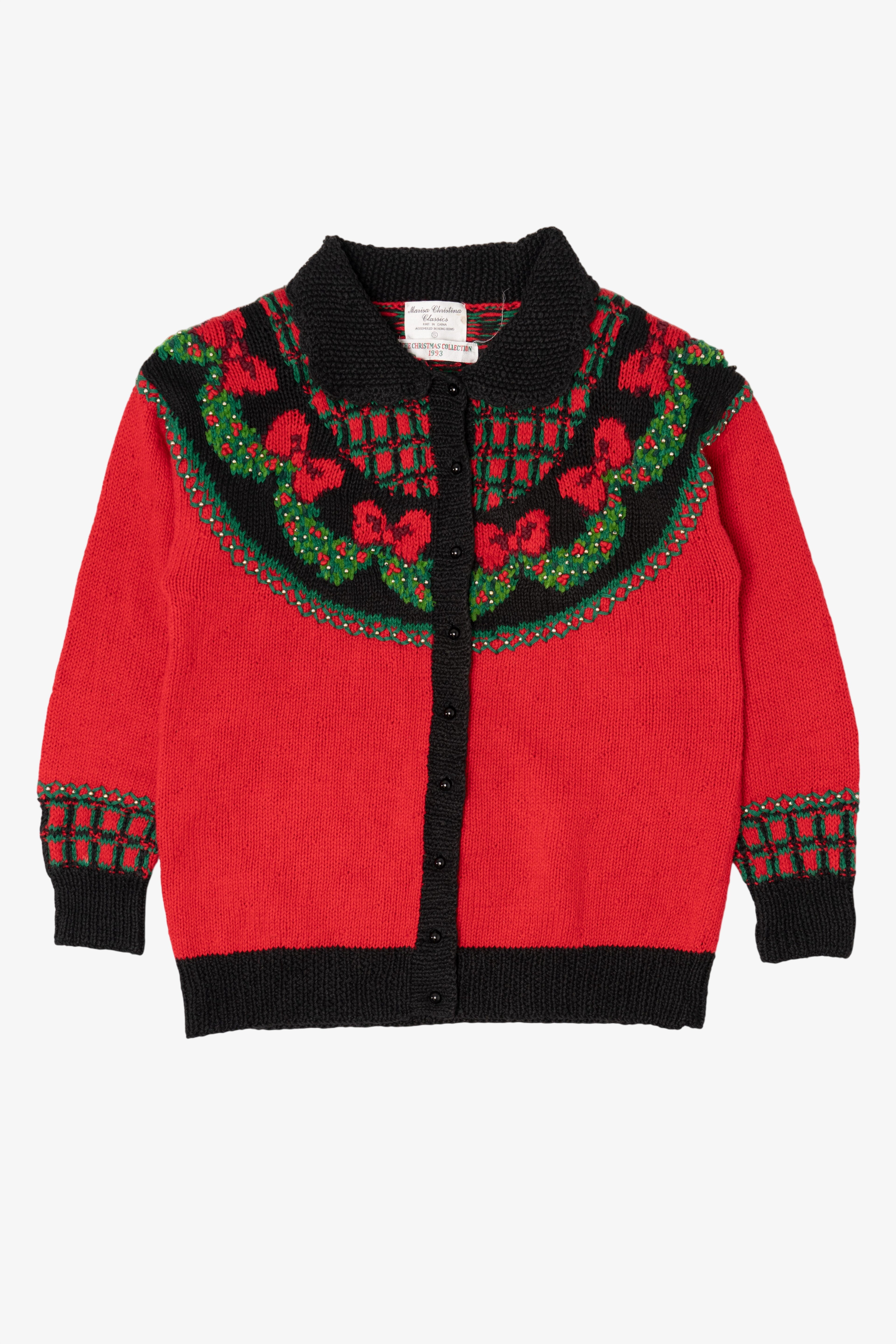 Vintage Red Marisa Christina Ugly Christmas Cardigan (1990s)