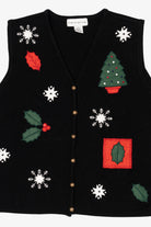 Vintage Black Croft & Barrow Ugly Christmas Vest (1990s)