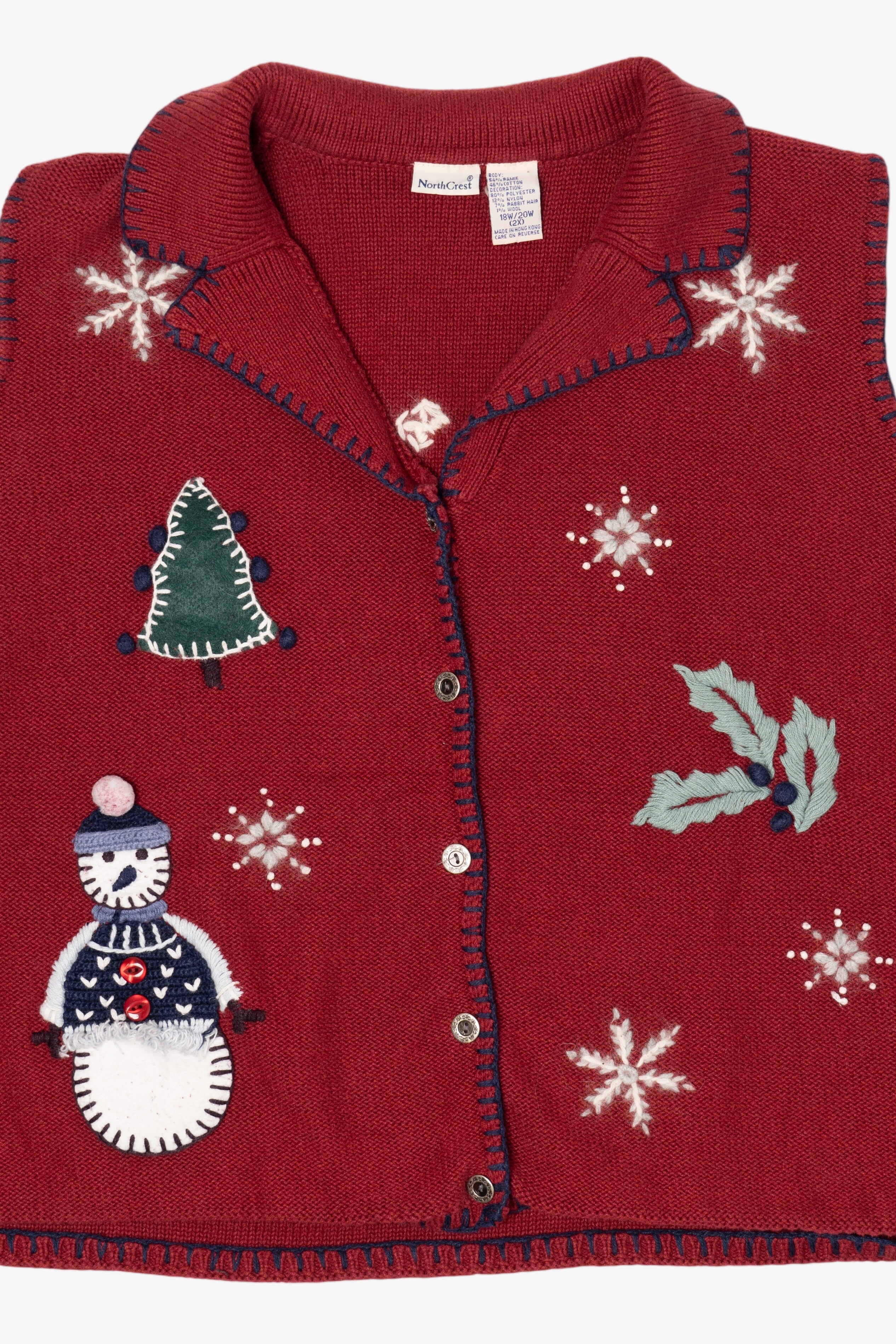 Vintage Red Northcrest Snowmen Ugly Christmas Vest (1990s)