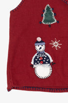 Vintage Red Northcrest Snowmen Ugly Christmas Vest (1990s)