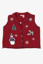 Vintage Red Northcrest Snowmen Ugly Christmas Vest (1990s)