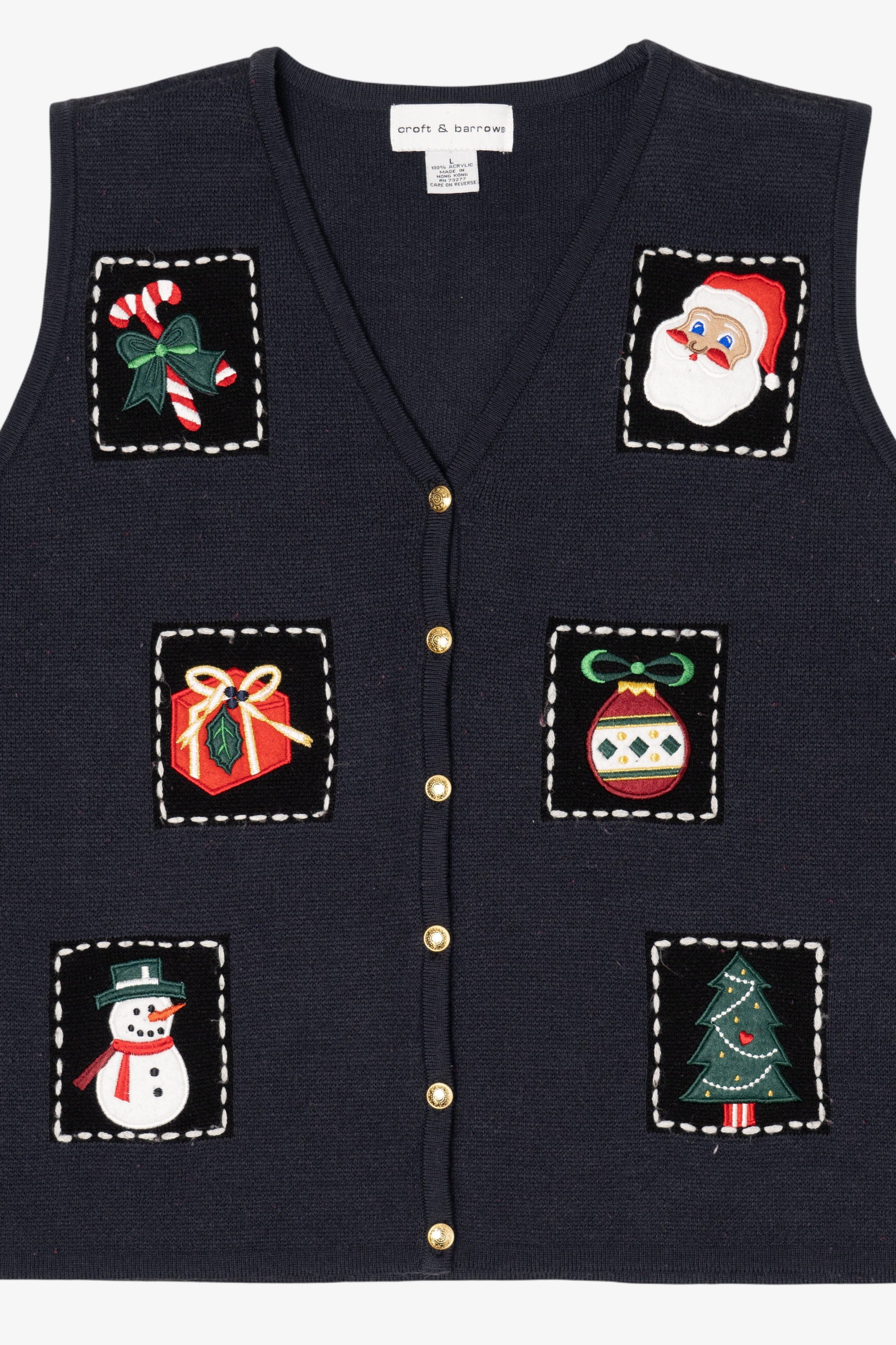 Vintage Black Croft & Barrow Ugly Christmas Vest (1990s)