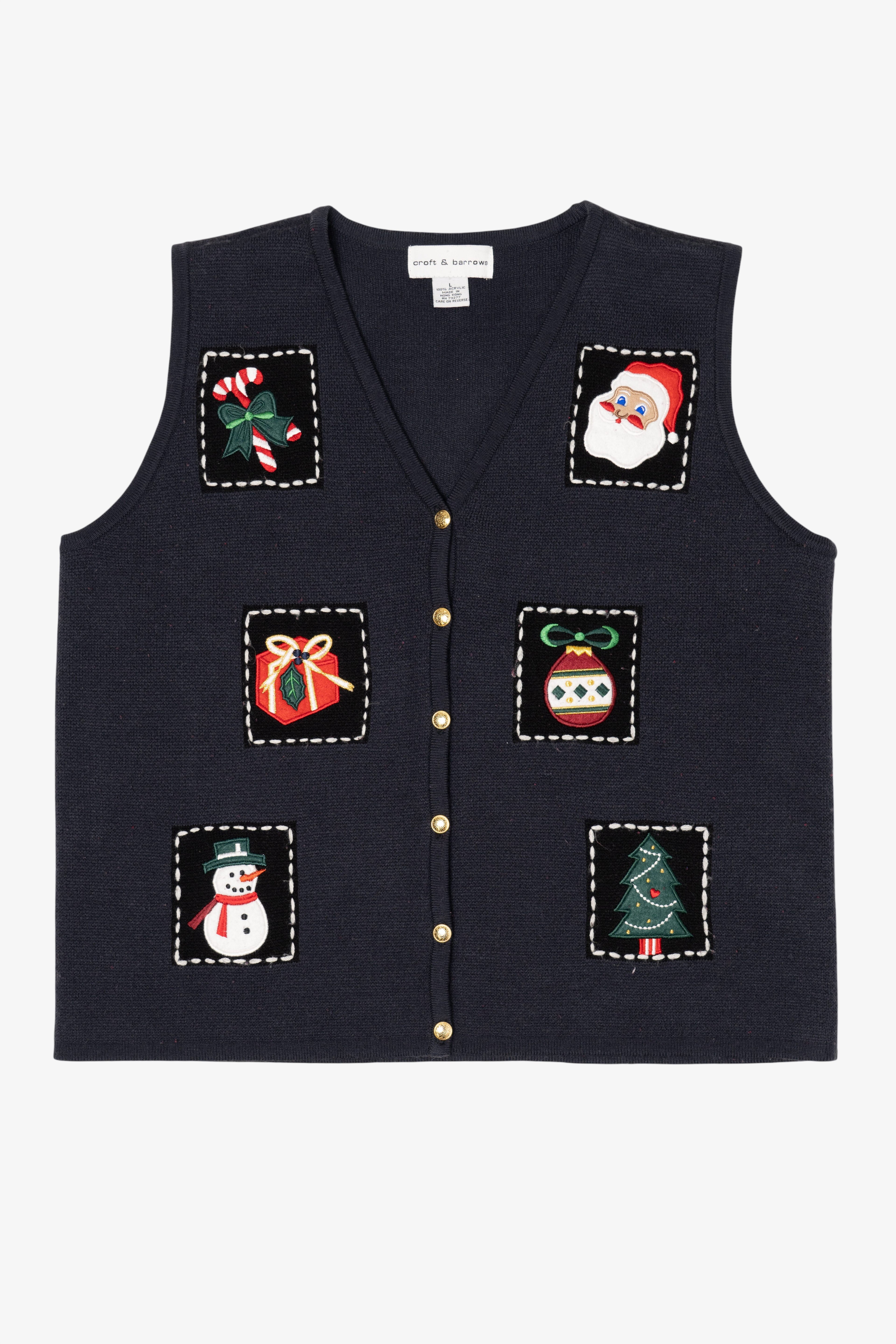 Vintage Black Croft & Barrow Ugly Christmas Vest (1990s)