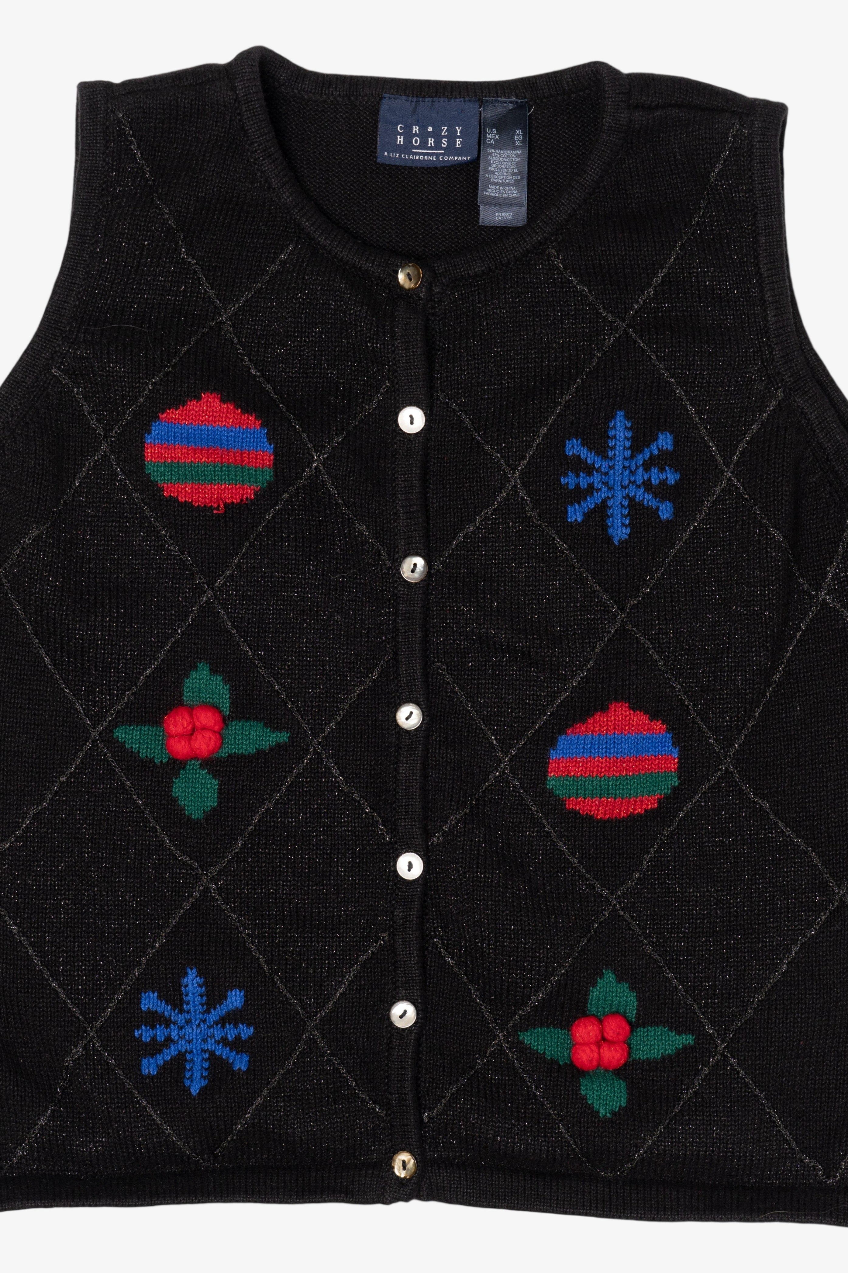 Vintage Black Crazy Horse Ugly Christmas Vest (2000s)