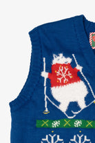 Blue Polar Bears Skiing Ugly Christmas Vest (2010s)