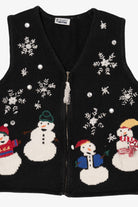 Vintage Black Capacity Snowmen Ugly Christmas Vest (1990s)