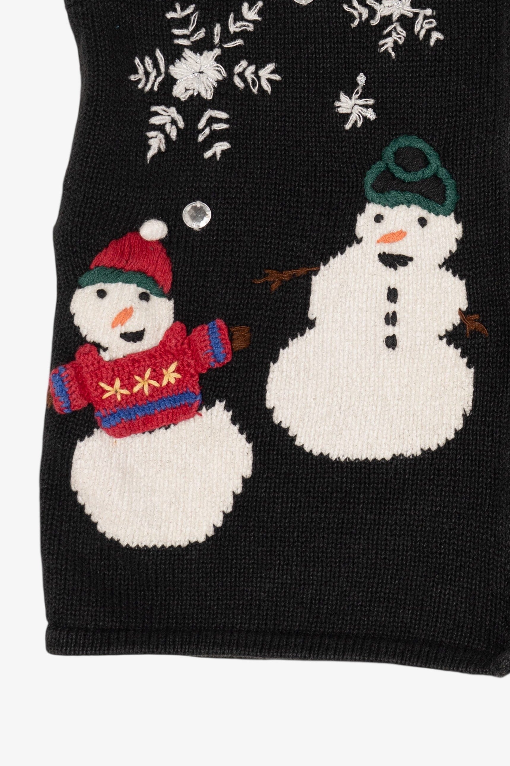 Vintage Black Capacity Snowmen Ugly Christmas Vest (1990s)