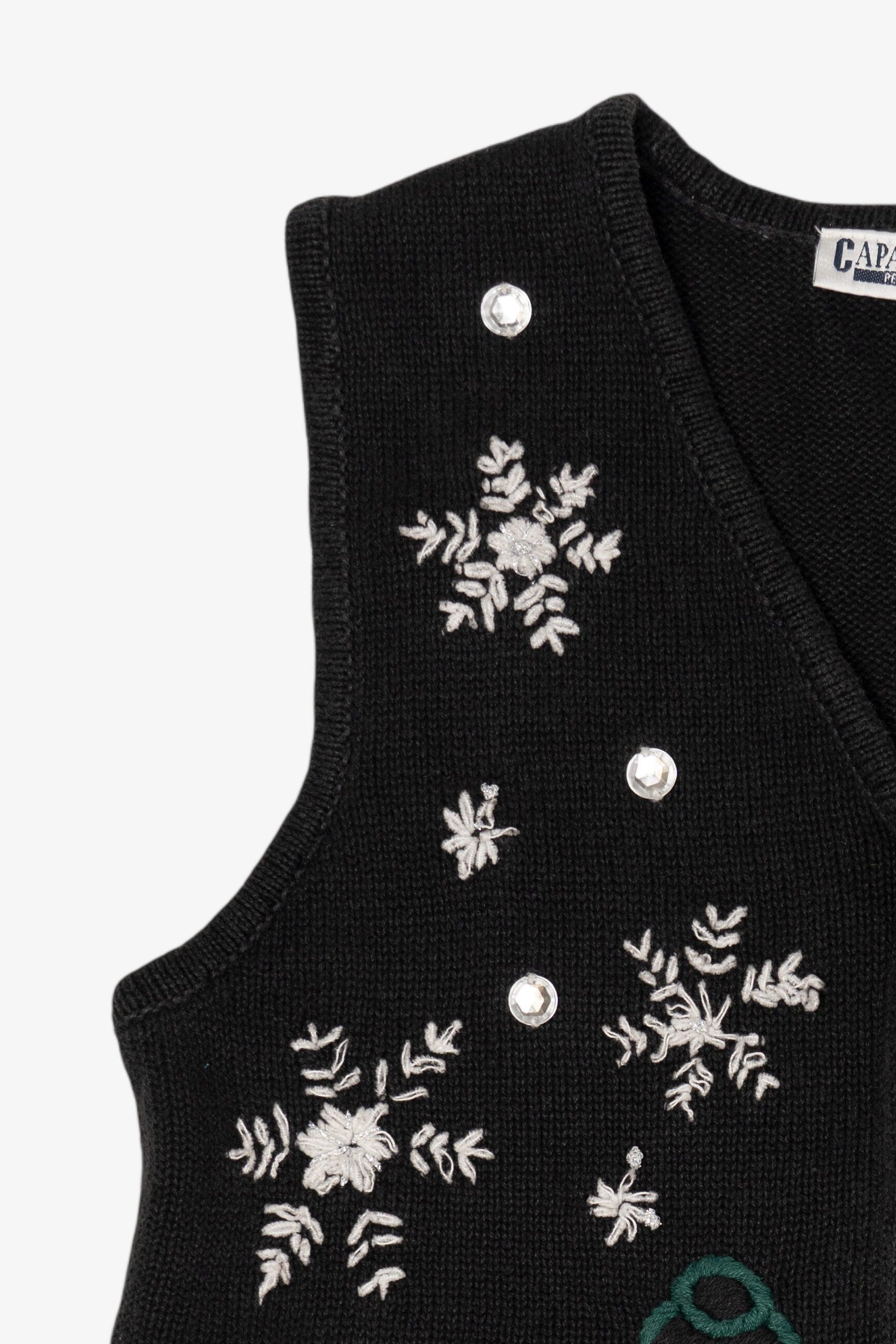 Vintage Black Capacity Snowmen Ugly Christmas Vest (1990s)