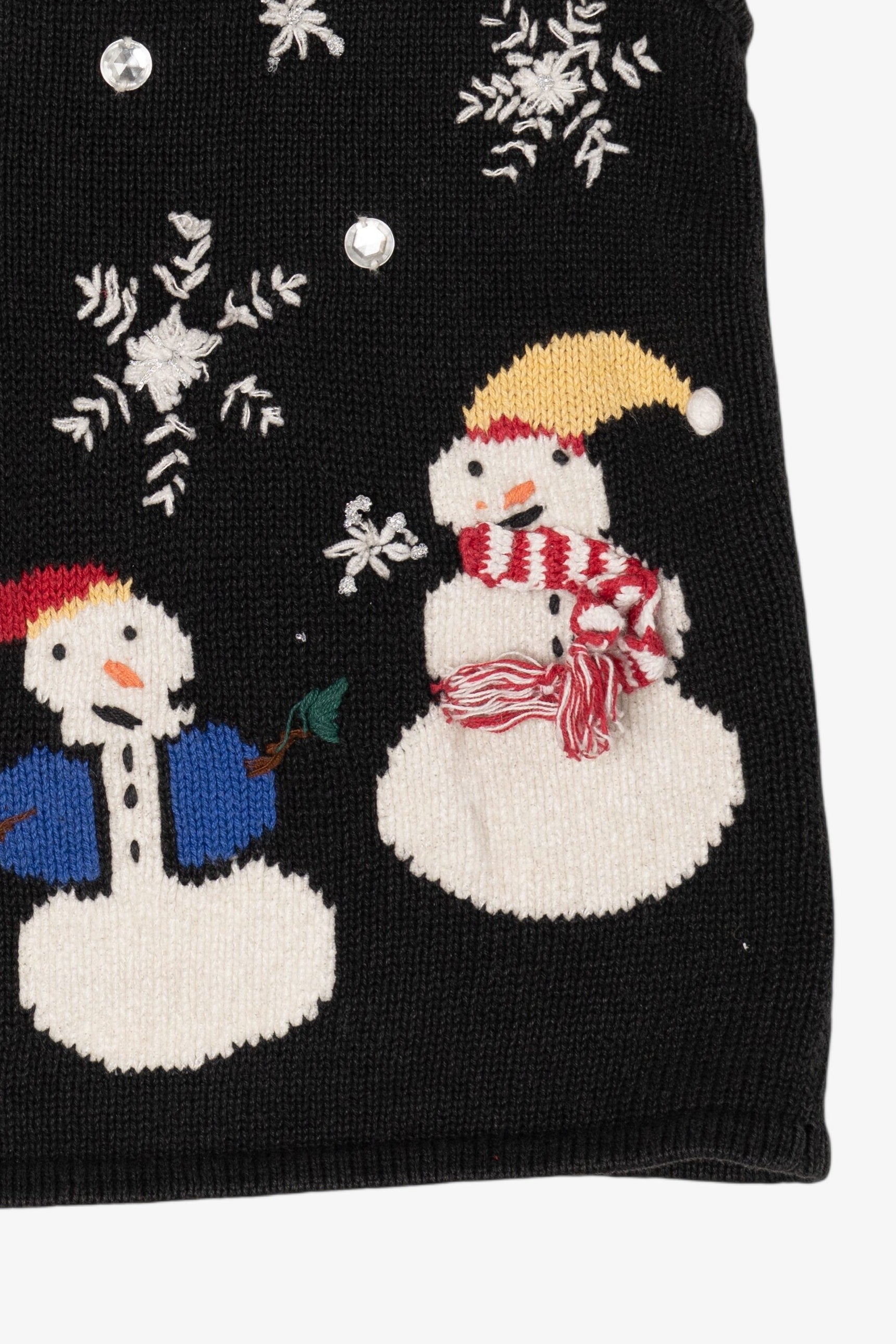 Vintage Black Capacity Snowmen Ugly Christmas Vest (1990s)