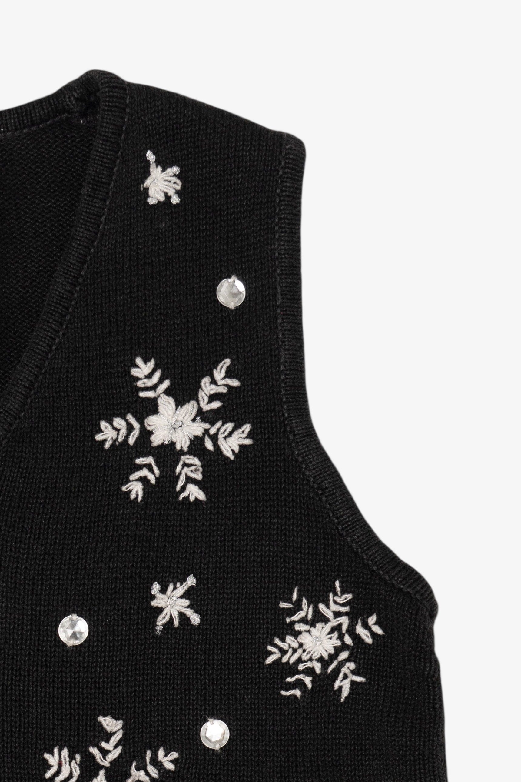 Vintage Black Capacity Snowmen Ugly Christmas Vest (1990s)