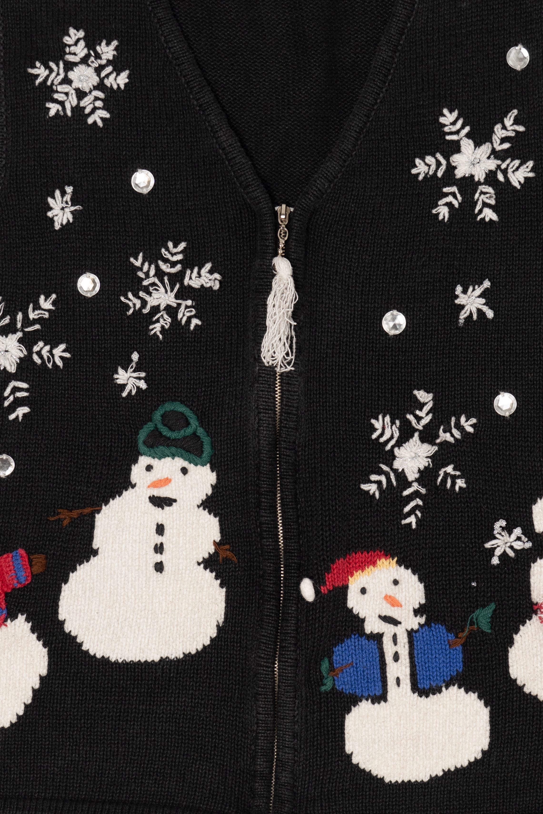 Vintage Black Capacity Snowmen Ugly Christmas Vest (1990s)