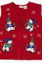 Vintage Red Bobbie Brooks Snowmen Ugly Christmas Vest (1990s)