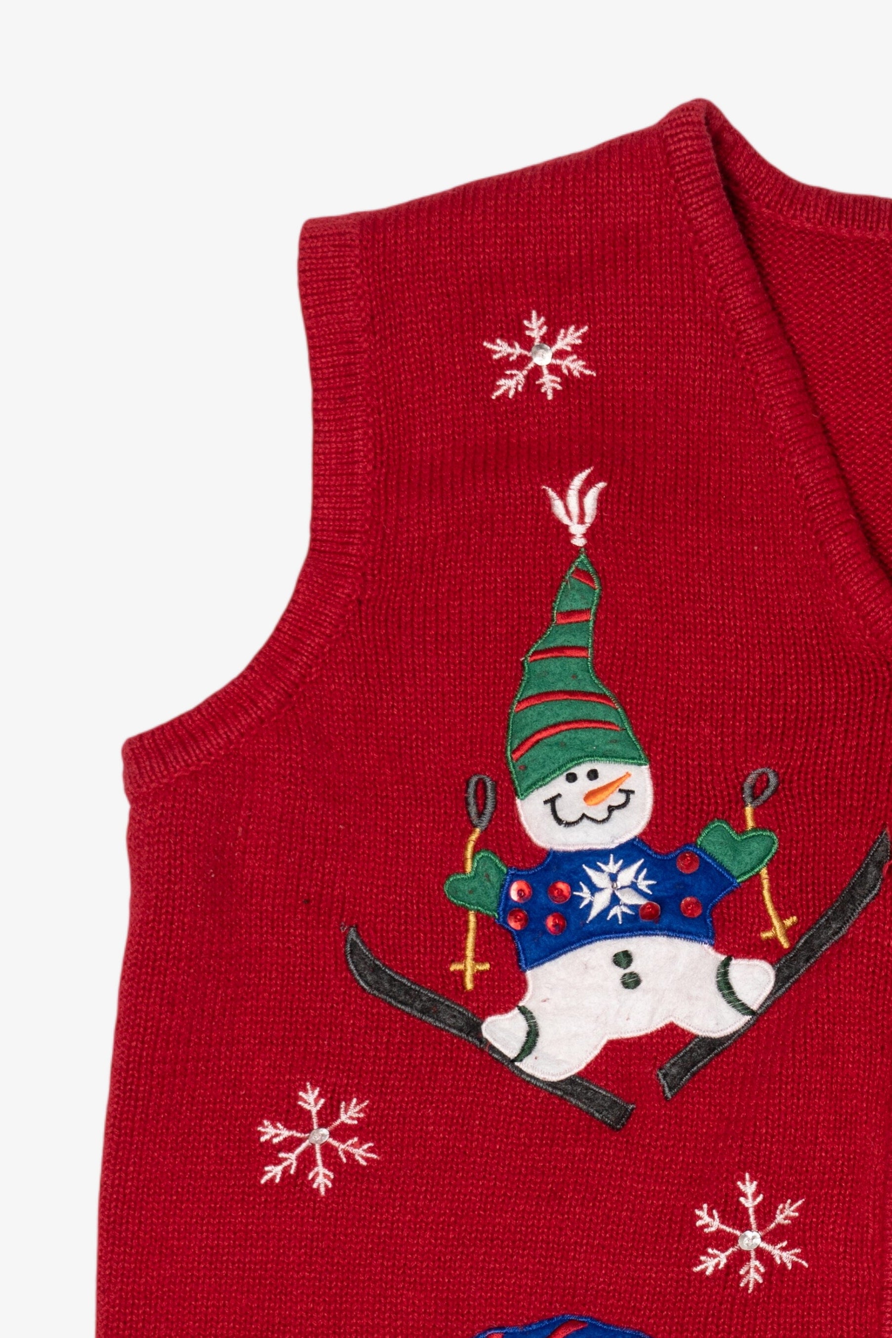 Vintage Red Bobbie Brooks Snowmen Ugly Christmas Vest (1990s)