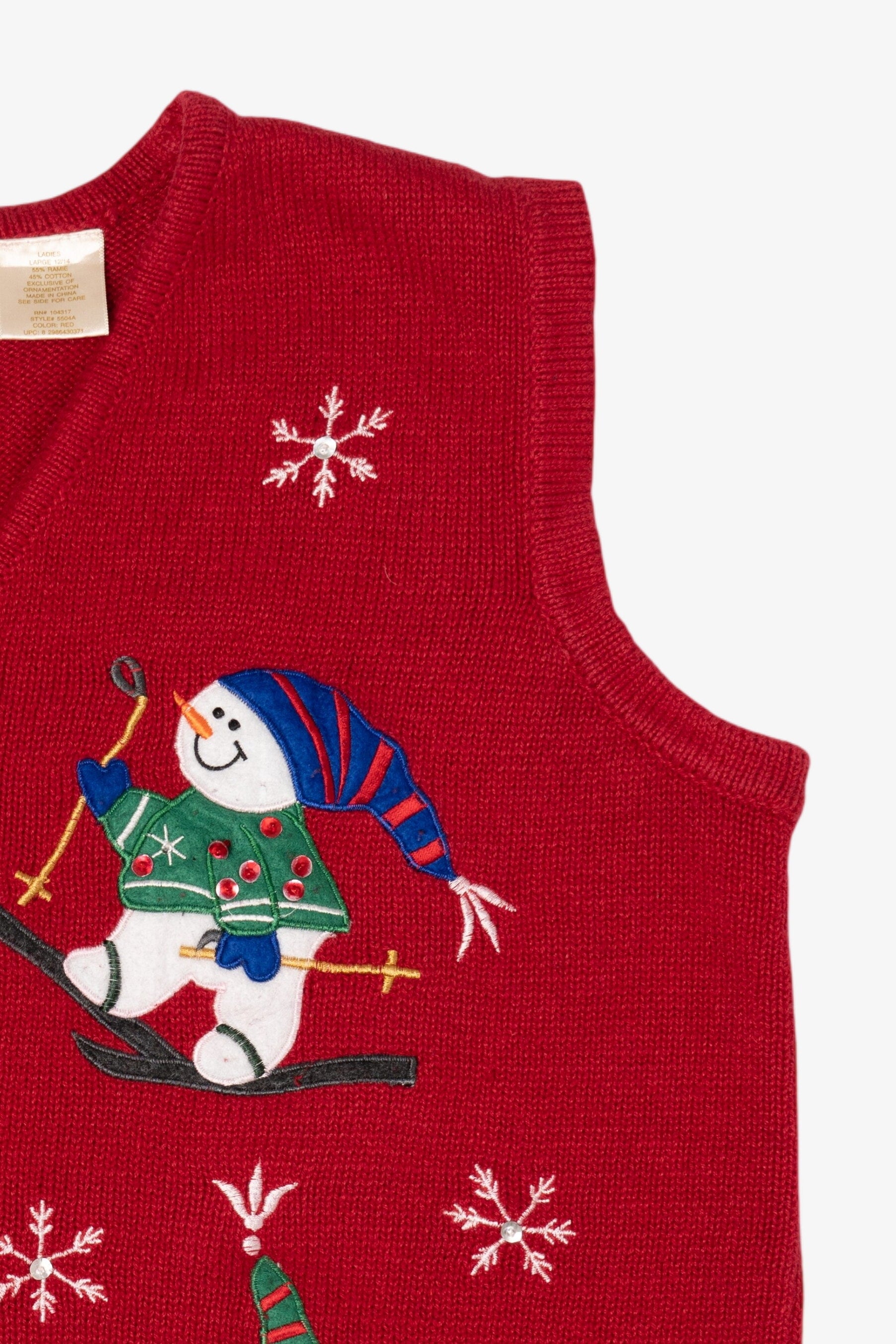 Vintage Red Bobbie Brooks Snowmen Ugly Christmas Vest (1990s)