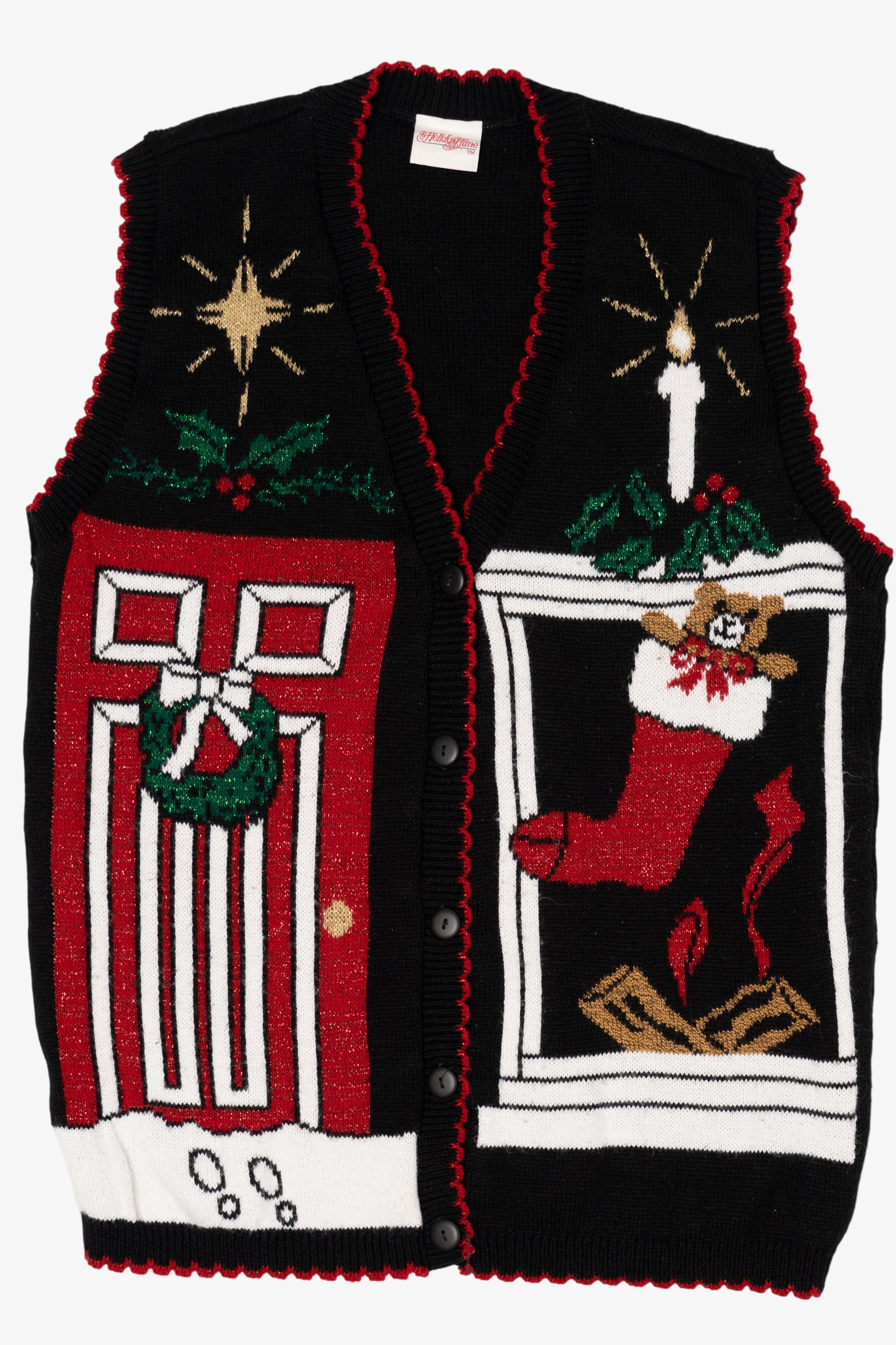 Vintage Black Holiday Time Ugly Christmas Vest (1990s)