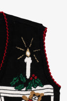 Vintage Black Holiday Time Ugly Christmas Vest (1990s)