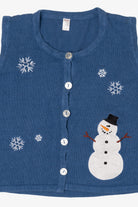 Vintage Blue Holiday Faire Snowmen Ugly Christmas Vest (2000s)