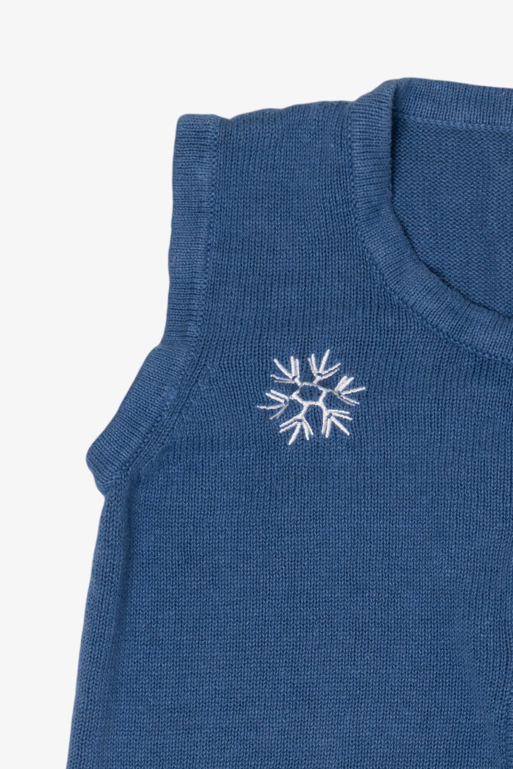 Vintage Blue Holiday Faire Snowmen Ugly Christmas Vest (2000s)