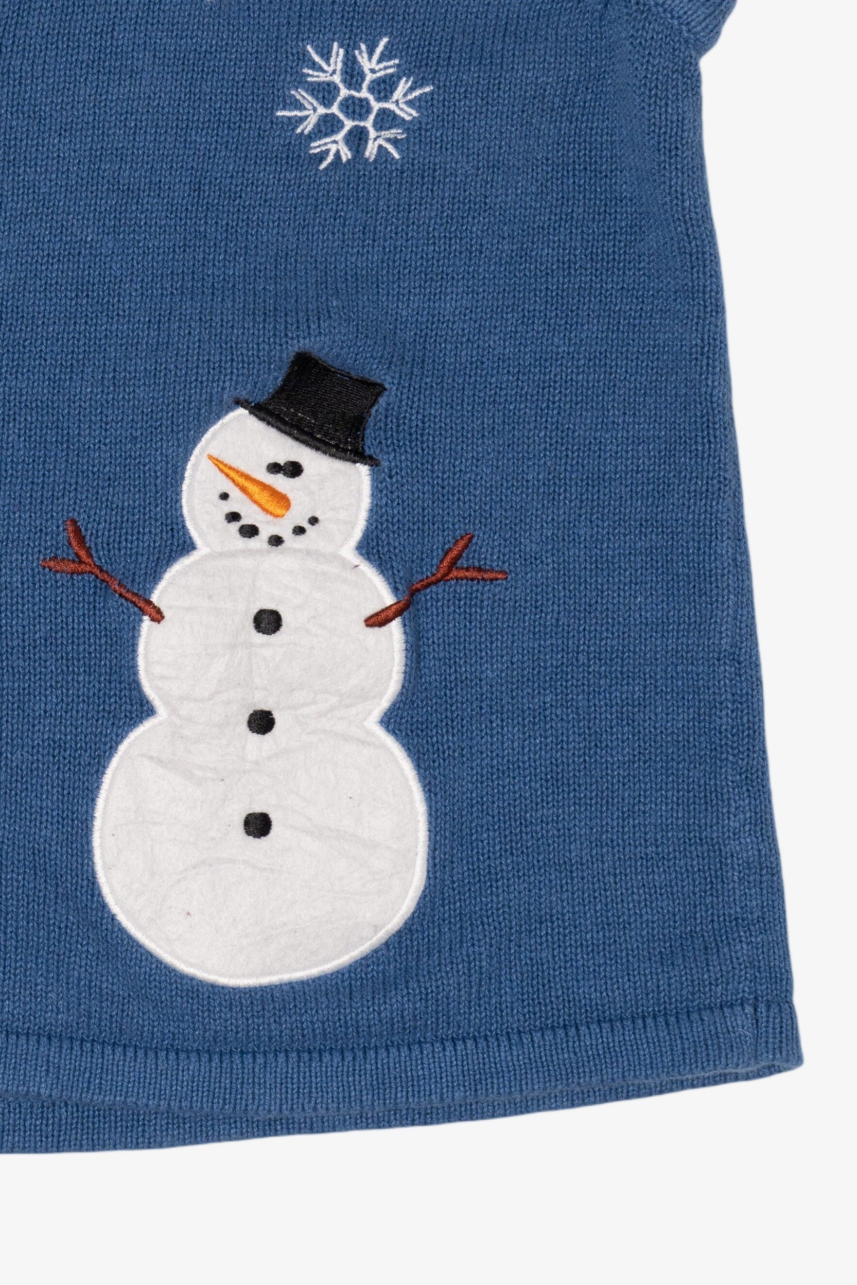 Vintage Blue Holiday Faire Snowmen Ugly Christmas Vest (2000s)