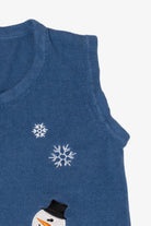 Vintage Blue Holiday Faire Snowmen Ugly Christmas Vest (2000s)