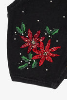 Vintage Black Ohi Poinsettias Ugly Christmas Vest (1990s)
