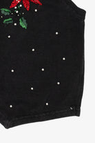 Vintage Black Ohi Poinsettias Ugly Christmas Vest (1990s)